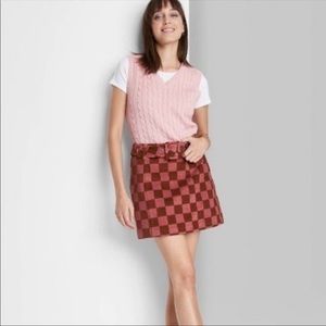 Wild Fable Target Corduroy Checker Mini Skirt, Pink/Burgundy, Women’s US Size 4